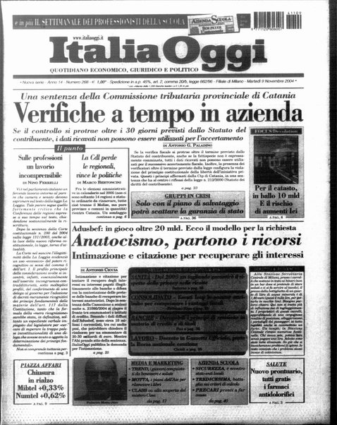 Italia oggi : quotidiano di economia finanza e politica